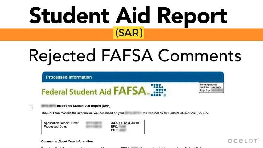 Trending Video Student Aid Report (SAR) - Rejected FAFSA Comments 