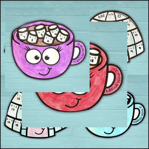 Hot Cocoa Math Craft Winter Addition Subtraction Within TPT