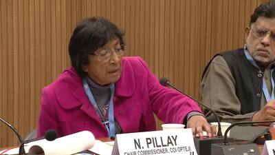 Ms. Navanethem Pillay, Chairperson of the Commission of Inquiry on the Occupied Palestinian Territory, including East Jerusalem, and in Israel 