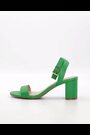 Dune London Green Chrome Memee Mid Block Heel Sandals - Image 2 of 7