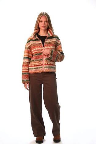 Roman Orange Print Sherpa Fleece Jacket - Image 2 of 6