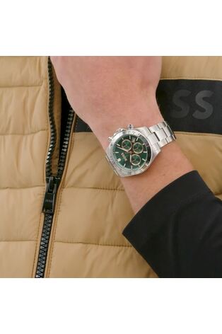 BOSS Silver Hero Stainless Steel Bracelet Watch with Green Dial - Image 2 of 6