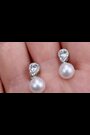 The Diamond Store 9K White Gold 7.5mm Pearl Blue Topaz and Diamond Stellato Earrings - Image 2 of 6
