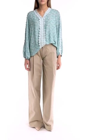 leem Brown Pleated Lateral Pockets Wide Leg Trouser - Image 2 of 4