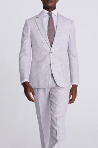 MOSS Grey/White Tailored Fit Houndstooth Jacket - Image 2 of 7 MOSS Grey/White Tailored Fit Houndstooth Jacket - Image 2 of 7