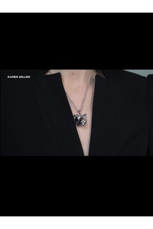 Karen Millen Leopard Print Pendant Necklace - Image 2 of 5