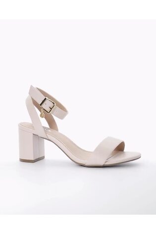 Dune London Cream Wide Fit Memee Mid Block Heel Sandals - Image 2 of 8