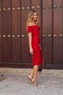 Sosandar Red Premium Body-Sculpting Bardot Bandage Dress - Image 2 of 6