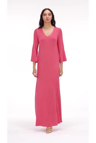 leem Pink Bell Sleeves Knit Dress - Image 2 of 5