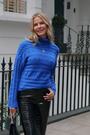 Sosandar Blue Roll Neck Cable Knit Jumper - Image 2 of 5