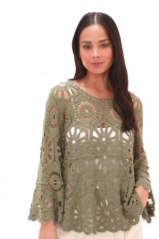 Roman Green Crochet Top - Image 2 of 6