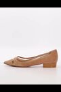 Dune London Brown Vinyl Panel Hepburn Pointy Ballerina Flats - Image 2 of 6