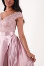 Quiz Pink Lace Bardot Dip Hem Dress - Image 2 of 6