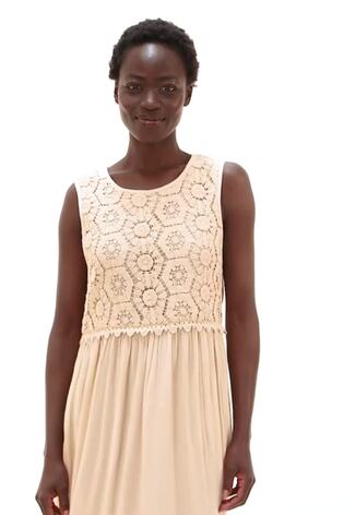 Roman Natural Crochet Bodice Midi Dress - Image 2 of 6
