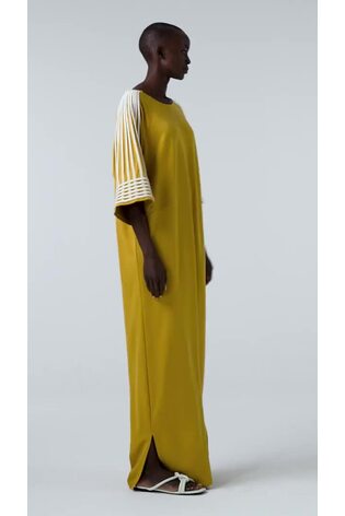 leem Yellow Embroidered Sleeve Kaftan - Image 2 of 6