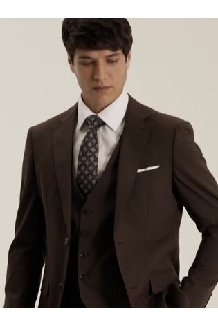Skopes Brown Corsica Tailored Fit Linen Blend Suit Jacket - Image 2 of 8