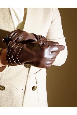 Buy Jones Bootmaker Brown Woven Detail Leather Gloves from Next USA