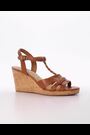 Dune London Brown Wide Fit Koala Plait T-Bar Strap Cork Wedge Heels - Image 2 of 7