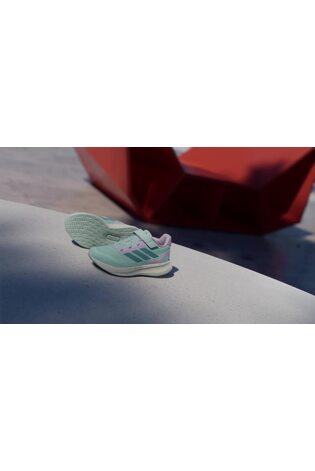 adidas Green Runfalcon 5 Elastic Lace Running Kids Trainers - Image 2 of 10