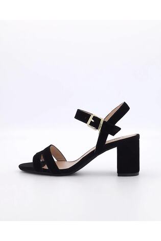 Dune London Dark Black Wide Fit Merisa 2 Part Block Heel Sandals - Image 2 of 7 Dune London Dark Black Wide Fit Merisa 2 Part Block Heel Sandals - Image 2 of 7