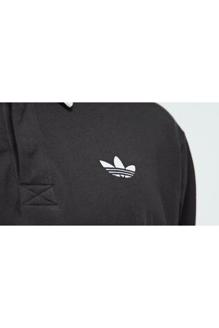 adidas Originals Black 3 Stripes Rugby Long Sleeve Polo Shirt - Image 2 of 7