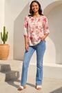 Roman Pink Floral Tie Front Top - Image 2 of 6