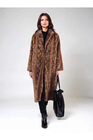 Religion Animal Margot Python Faux Fur Long Line Coat - Image 2 of 7