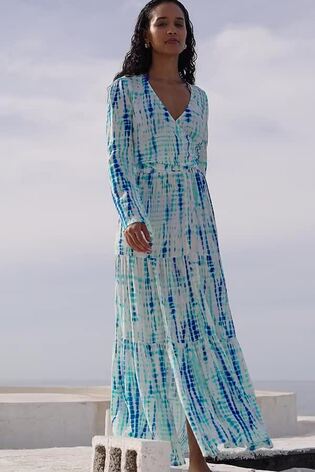 Sosandar Blue Holiday Tiered Skirt - Image 2 of 6 Sosandar Blue Holiday Tiered Skirt - Image 2 of 6