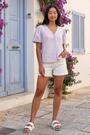 Roman Purple Petite Embroidered V-Neck Blouses - Image 2 of 6