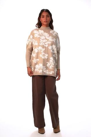 Roman Natural Floral Mono Print Knit Jumper - Image 2 of 6