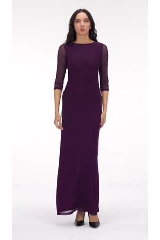 leem Purple Fitted Mesh Dress - Image 2 of 5