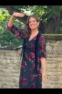 Love & Roses Devore Pussybow Midi Dress - Bild 2 von 6