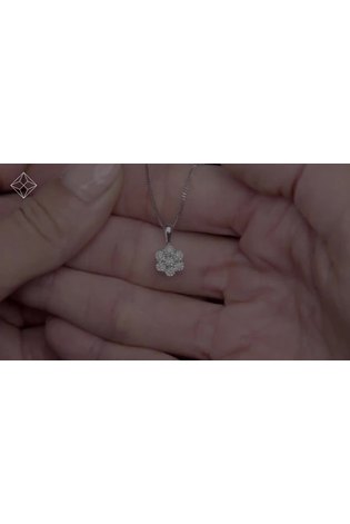 The Diamond Store 9k White Gold Lab Diamond Cluster Pendant Necklace 0.10ct H/Si in 9K White Gold