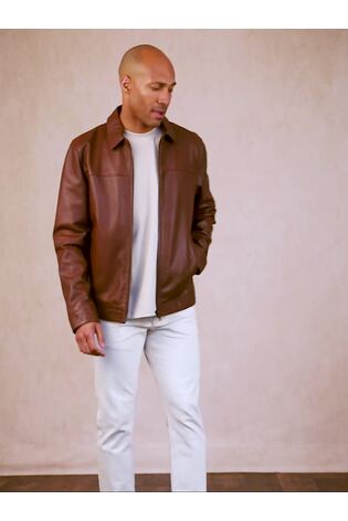 Lakeland Leather Tan Brown Renwick Collared Leather Jacket - Image 2 of 10