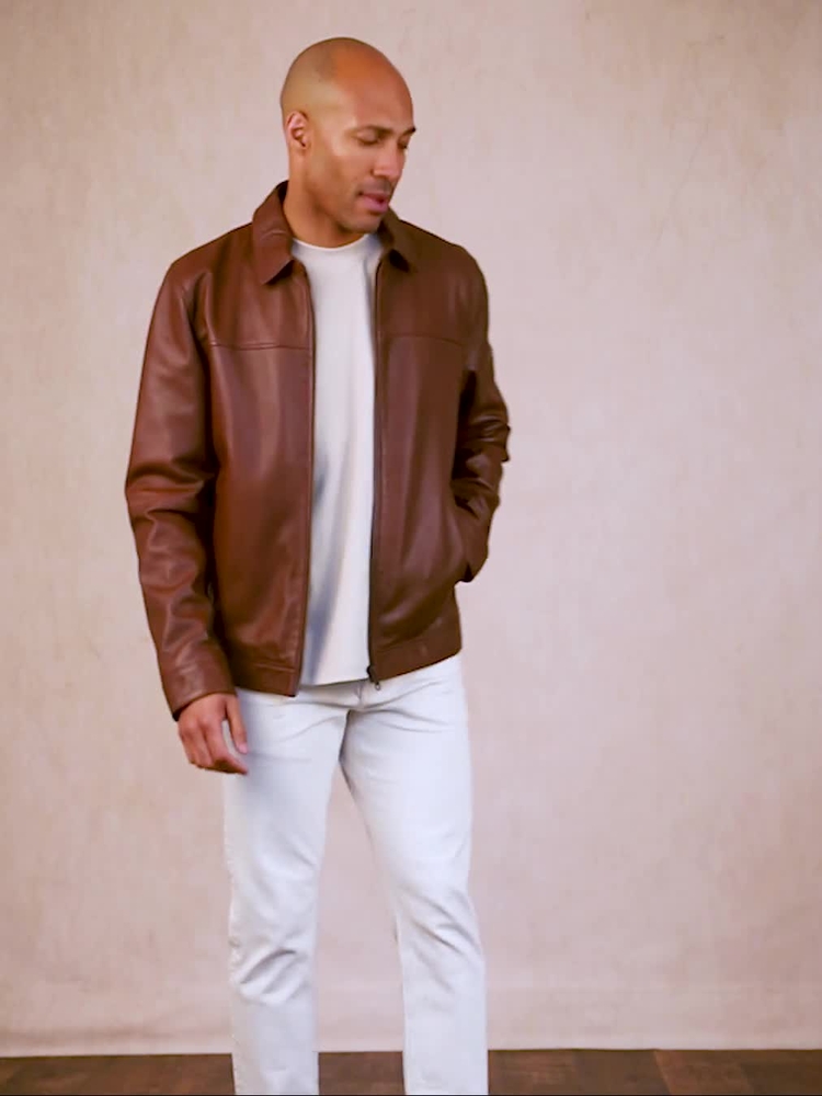 Buy Lakeland Leather Tan Brown Renwick Collared Leather Jacket