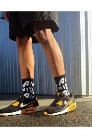 Nike Yellow/Black Air Max 90 Trainers - Image 2 of 12