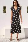 Roman Black Floral Print Frill Midi Dress - Image 2 of 6