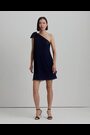Lauren Ralph Lauren Navy Kyrella Georgette One Shoulder Cocktail Dress - Image 2 of 9