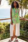 Roman Green Burnout Tropical Print Pintuck Shirt - Image 2 of 6