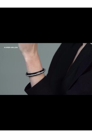 Karen Millen Silver Tone Resin Crystal Cuff Bracelet - Image 2 of 5 Karen Millen Silver Tone Resin Crystal Cuff Bracelet - Image 2 of 5