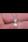 The Diamond Store 9K White Gold Pearl and Blue Topaz Diamond Pendant Necklace - Image 2 of 5