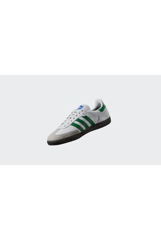 adidas Originals White/Green Samba OG Trainers - Image 2 of 10