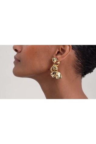Ted Baker Gold Tone Leighanna: Abstract Leaf Drop Earrings - Image 2 of 7