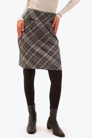 Roman Grey Elastic Waist Check Print Pocket Pencil Skirt - Image 2 of 6