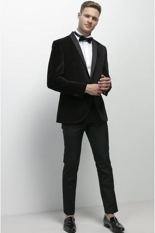 Black Slim Velvet Jacket - Image 2 of 12