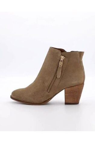 Dune London Brown Chrome Zip-Up Paicey Ankle Boots - Image 2 of 6