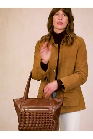 Lakeland Leather Brown Waverton Woven Tote Bag - Image 2 of 8