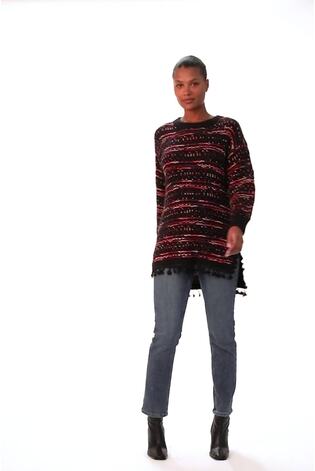 Roman Black Boucle Fringe Hem Tunic Jumper - Image 2 of 6