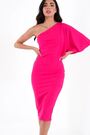 Quiz Pink One shoulder Midi Dress - Image 2 of 6