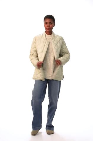 Roman Green Diamond Quilted Funnel Coat - Image 2 of 6